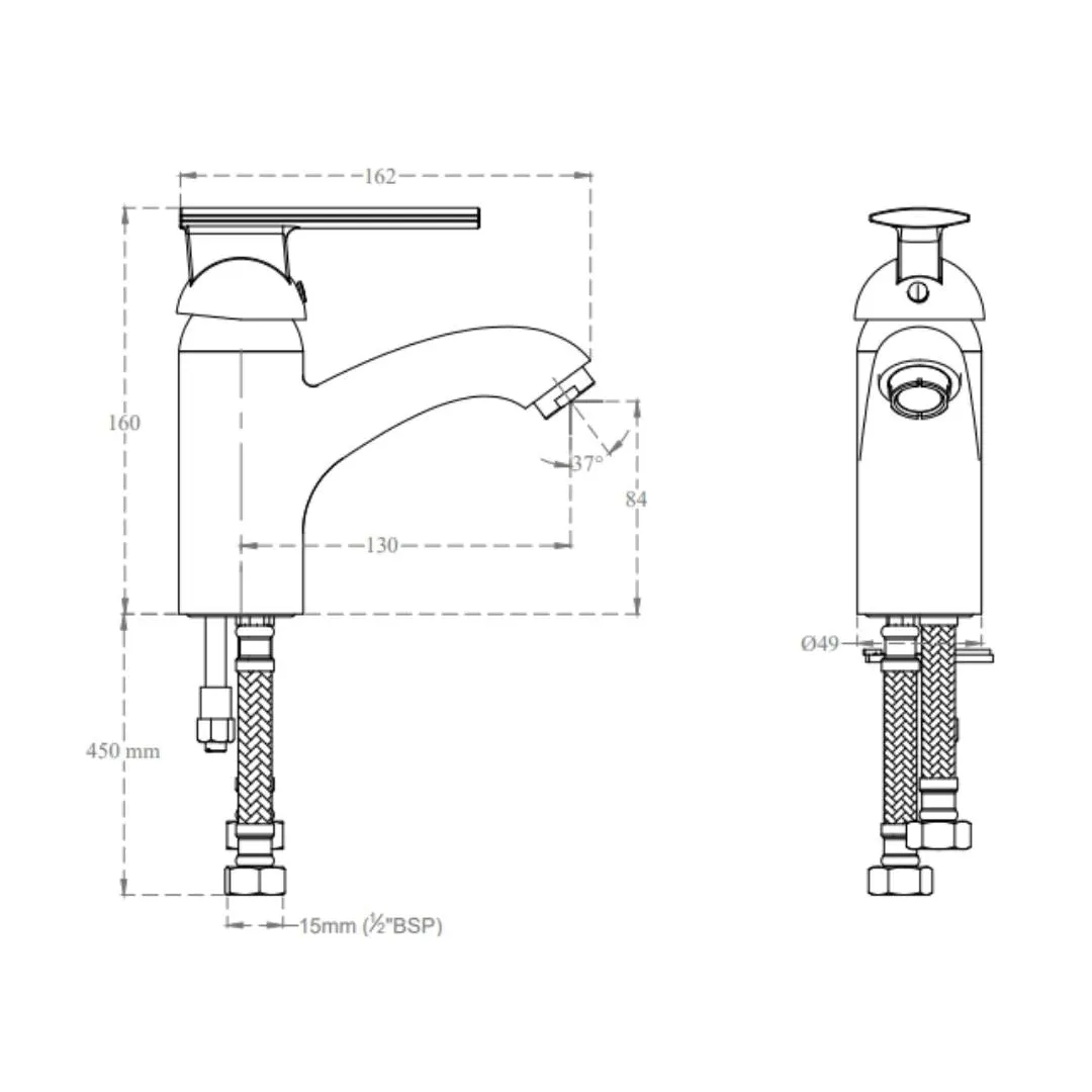 Cera table mounted regular basin mixer titanium F1003451 F1003451 Chrome - image 2