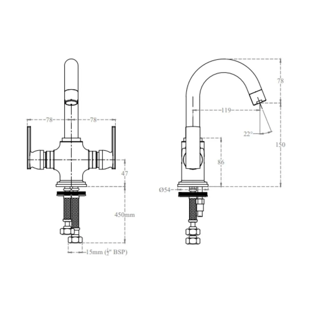 Cera table mounted regular basin mixer titanium F1003461 F1003461 Chrome - image 4