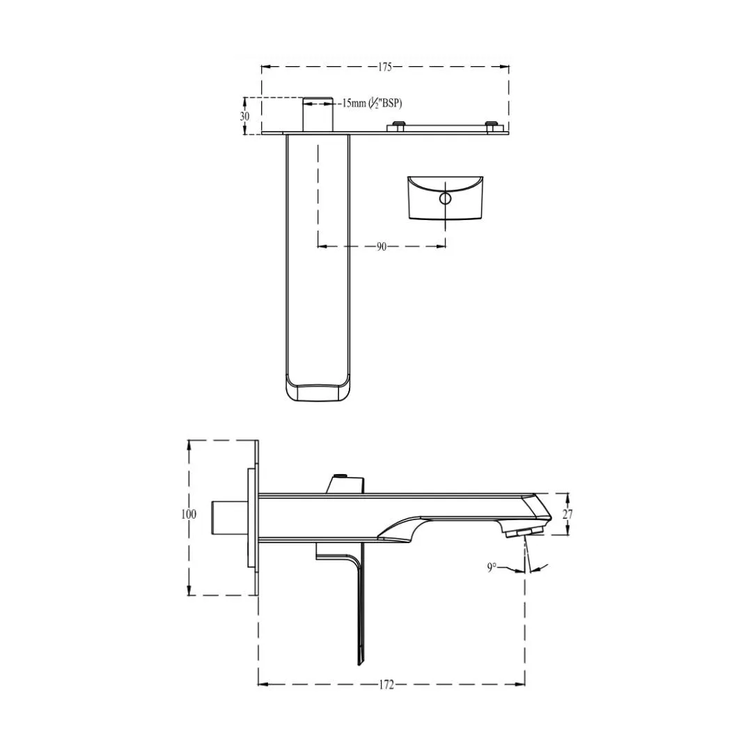 Cera wall mounted basin mixer chelsea F1016473GG F1016473GG Graphite Grey - image 3