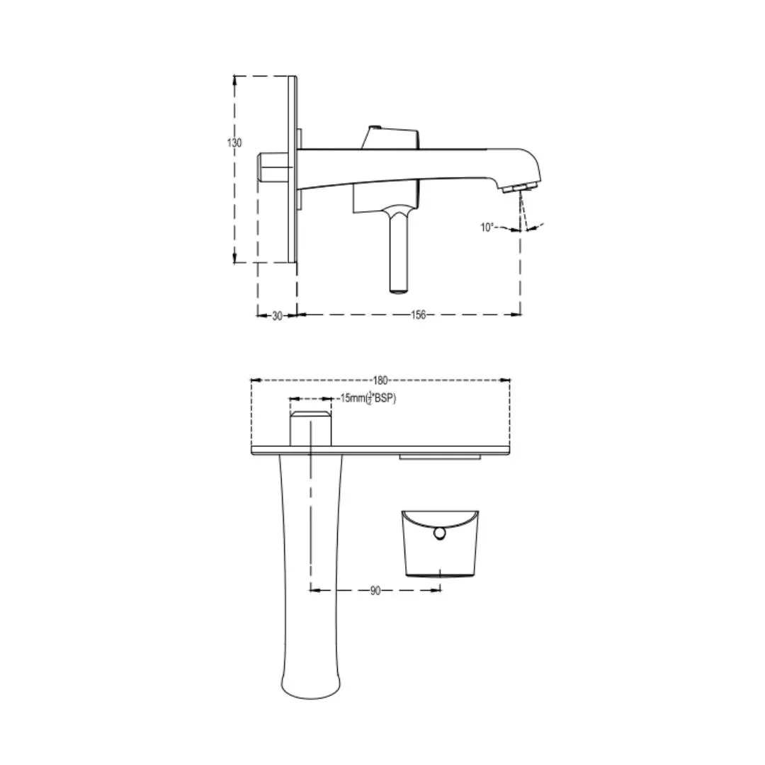 Cera wall mounted basin mixer ripple F1017473 F1017473 Chrome - image 4