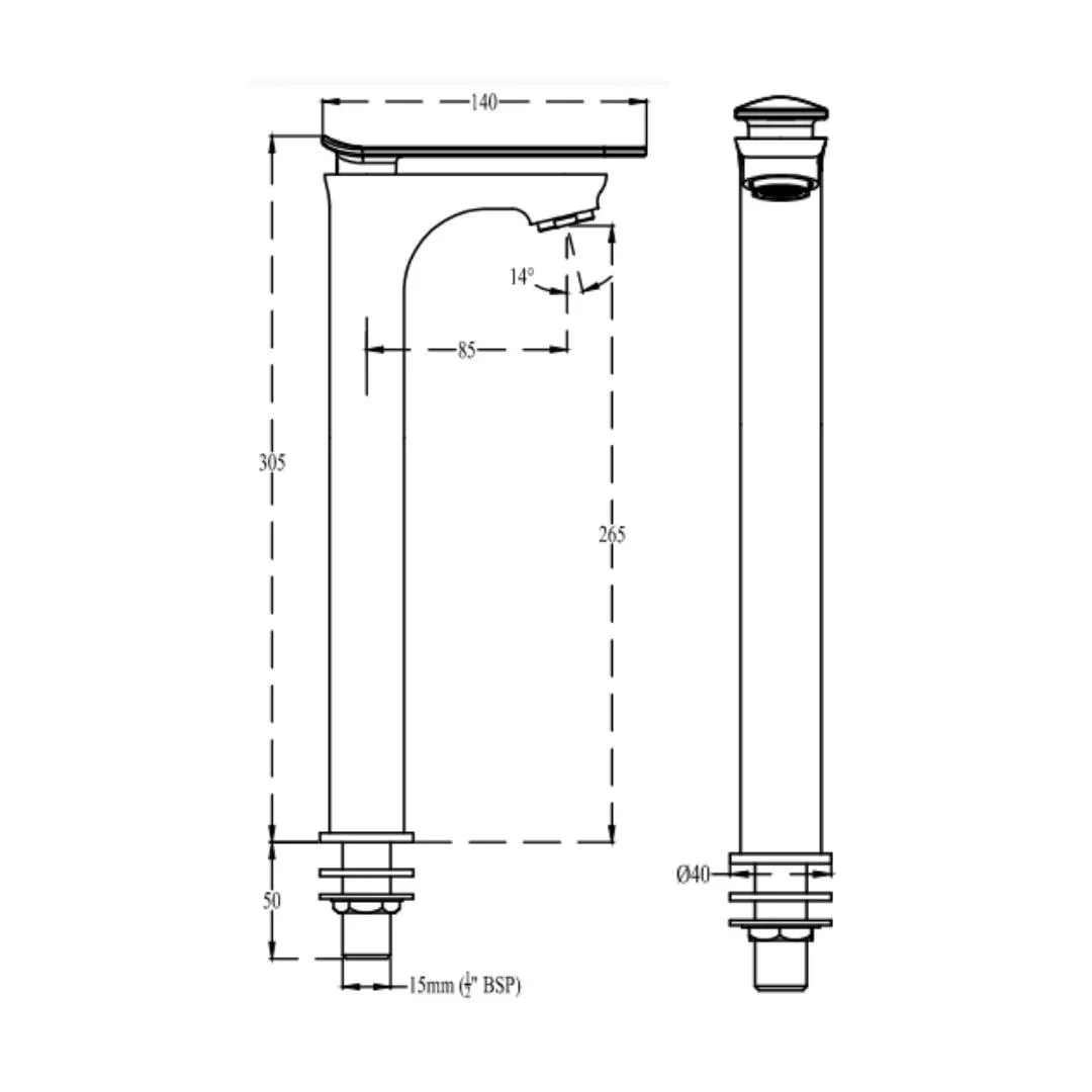 Cera table mounted tall boy basin tap brooklyn F1018102GG F1018102GG Graphite Grey - image 4