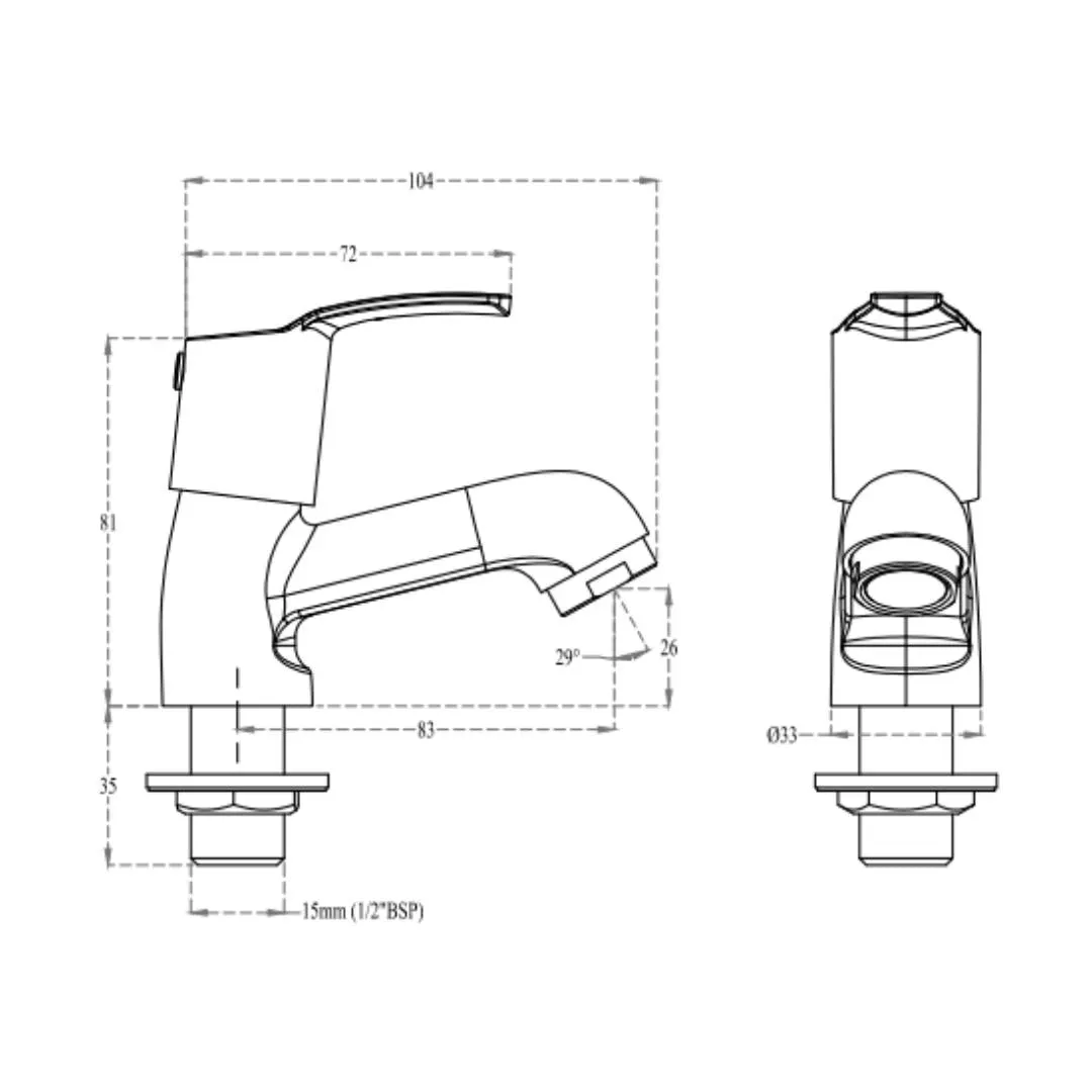 Cera table mounted regular basin tap vivana F2014101 F2014101 Chrome - image 2