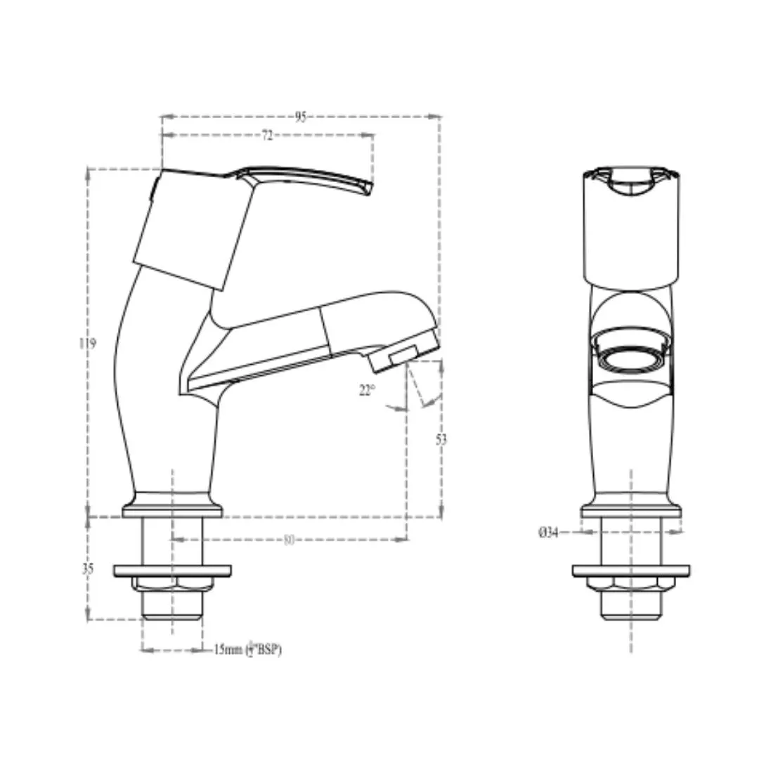 Cera table mounted regular basin tap vivana F2014103 F2014103 Chrome - image 2