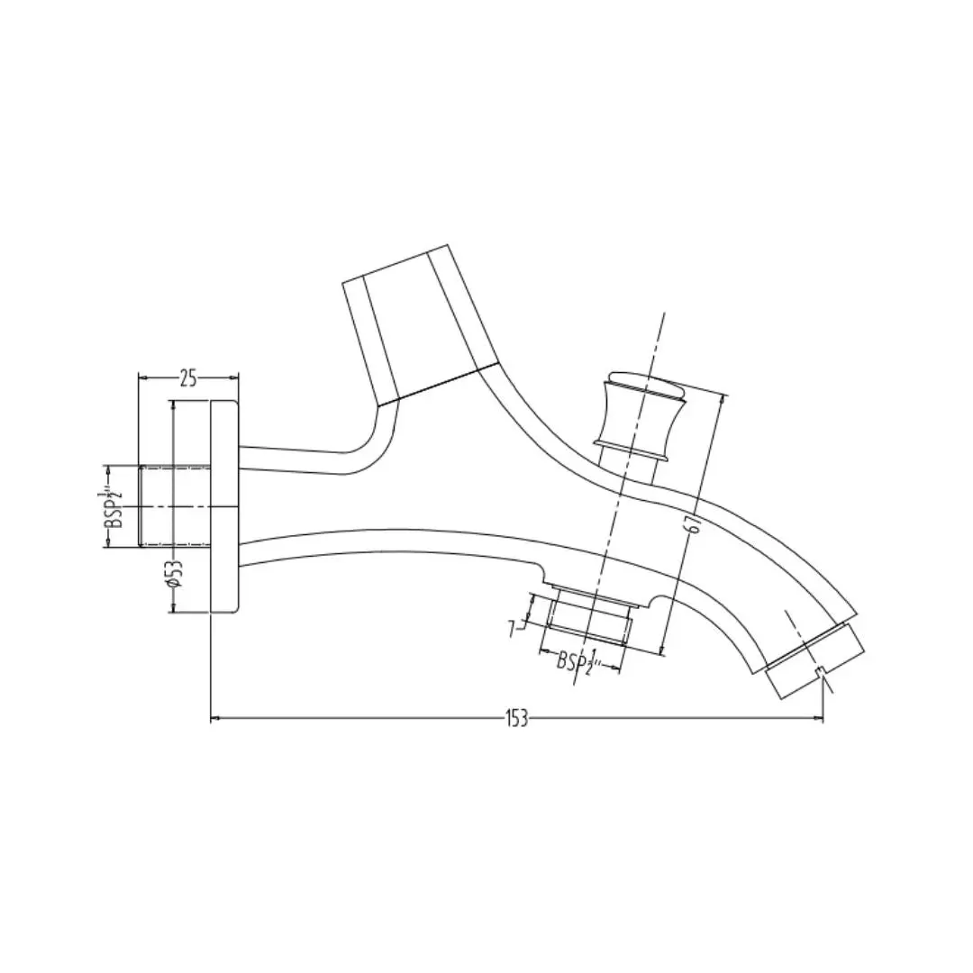 Hindware wc area 2 way bib tap armada F260003 Chrome - image 2