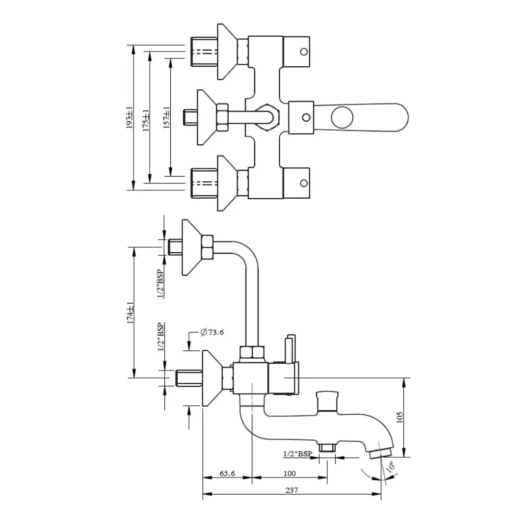 Hindware 3 way wall mixer flora F280022 Chrome - image 2