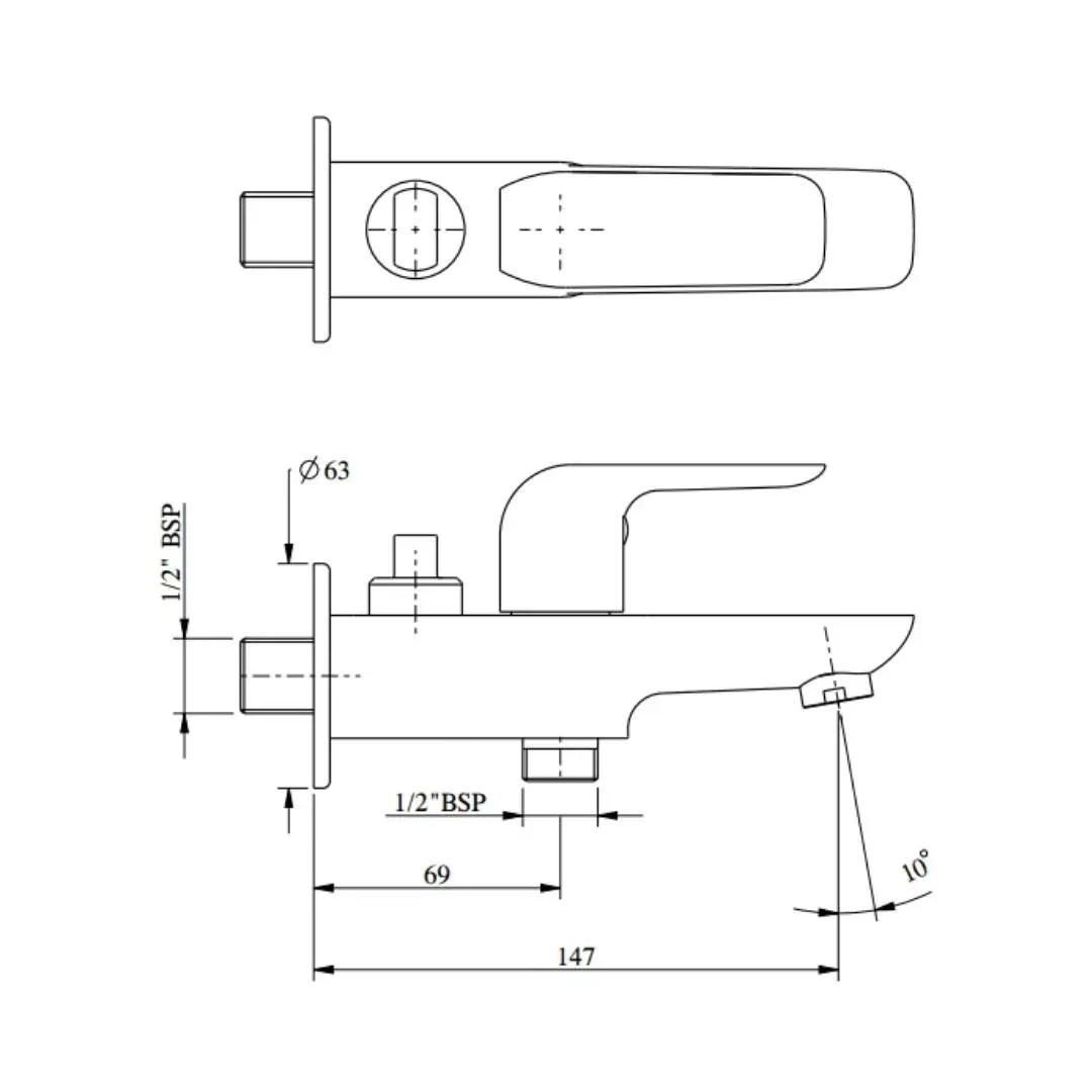 Hindware wc area 2 way bib tap fluid F400003 Chrome - image 2