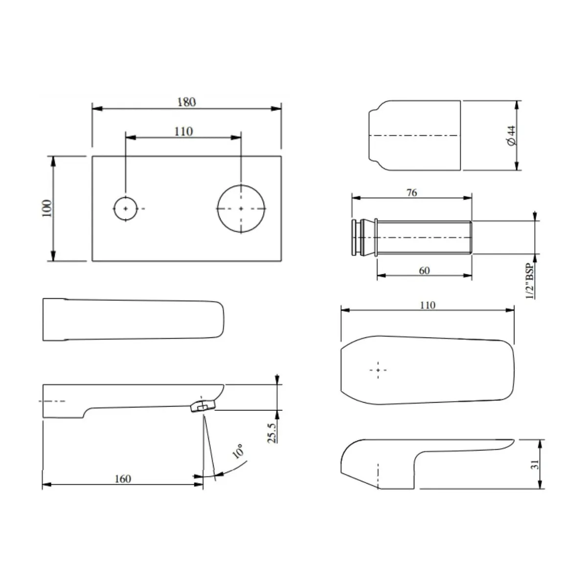Hindware wall mounted basin mixer fluid F400013 Chrome - image 2