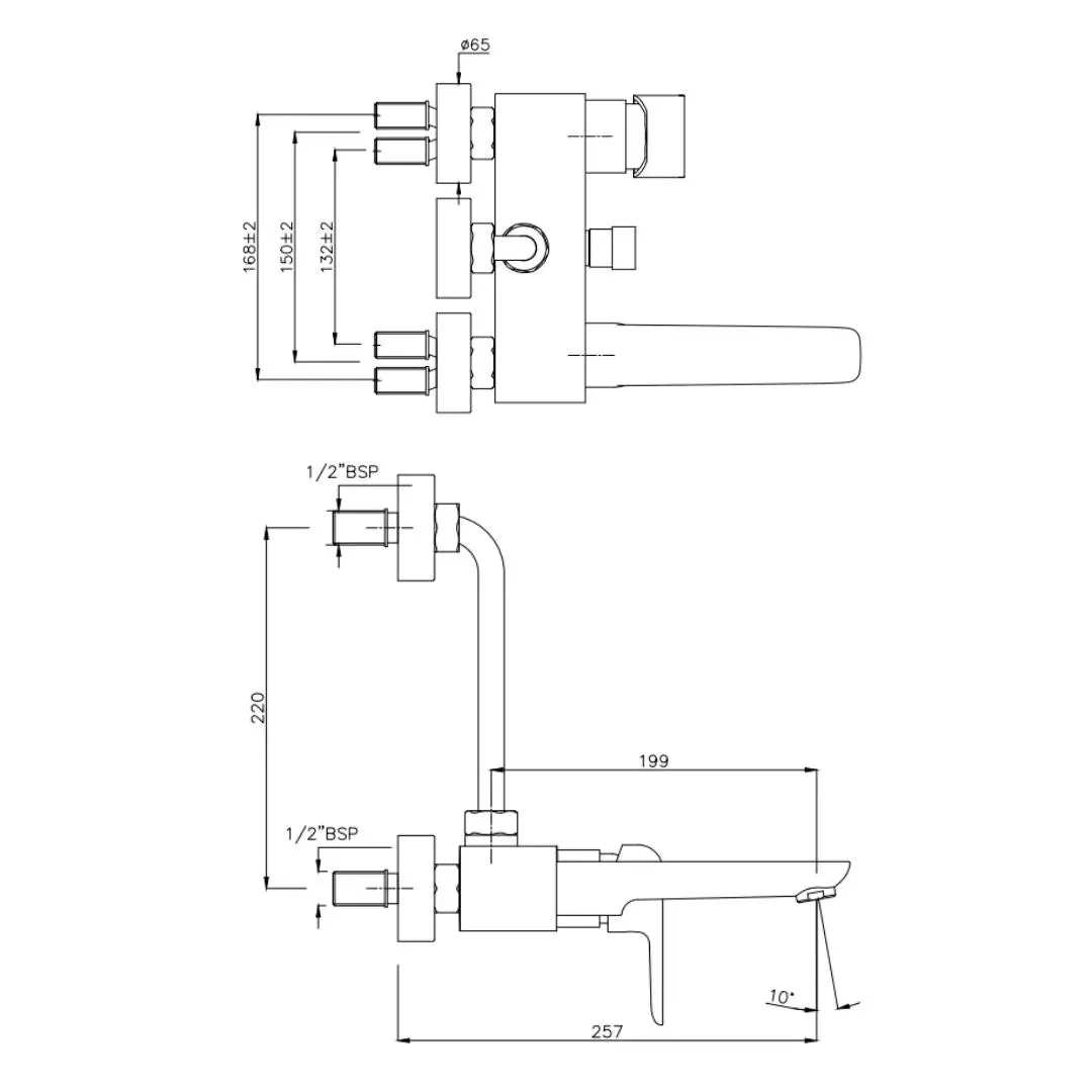 Hindware 2 way wall mixer fluid F400019 Chrome - image 2