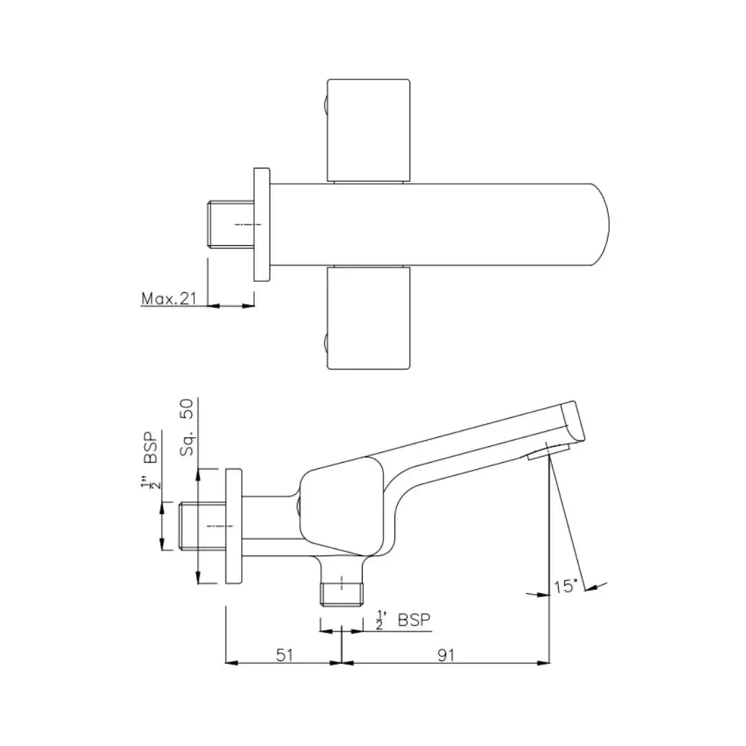 Hindware wc area 2 way bib tap starc F530004 Chrome - image 2