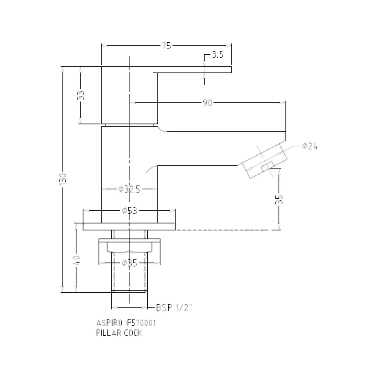 Hindware table mounted regular basin tap aspiro F570001 Chrome - image 2