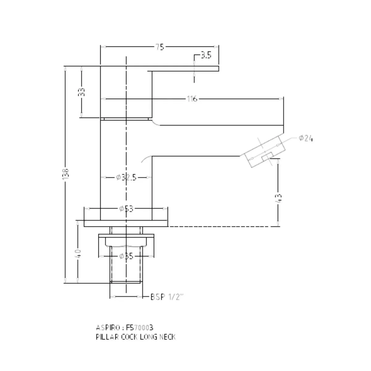 Hindware table mounted regular basin tap aspiro F570003 Chrome - image 2