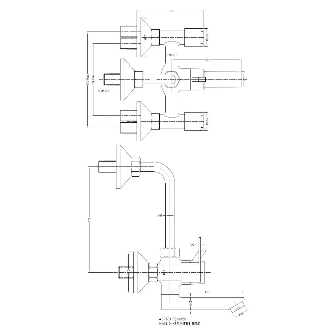 Hindware 2 way wall mixer aspiro F570020 Chrome - image 2