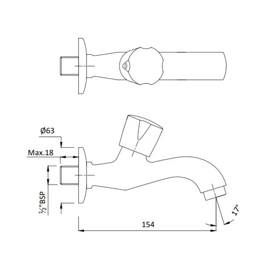 Hindware wc area bib tap contessa neo F730011 Chrome - image 2