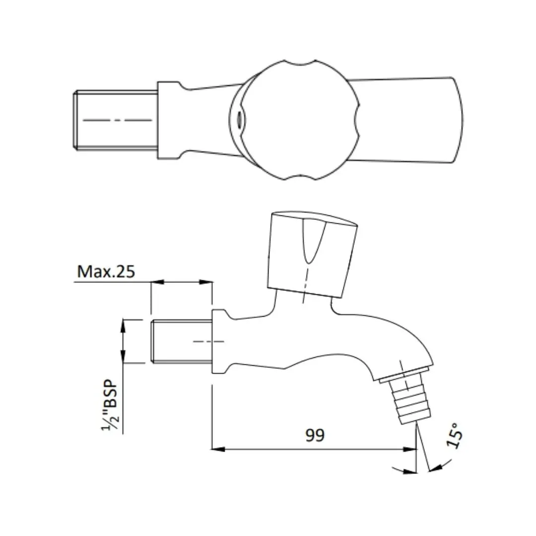 Hindware wc area bib tap contessa neo F730040 Chrome - image 2