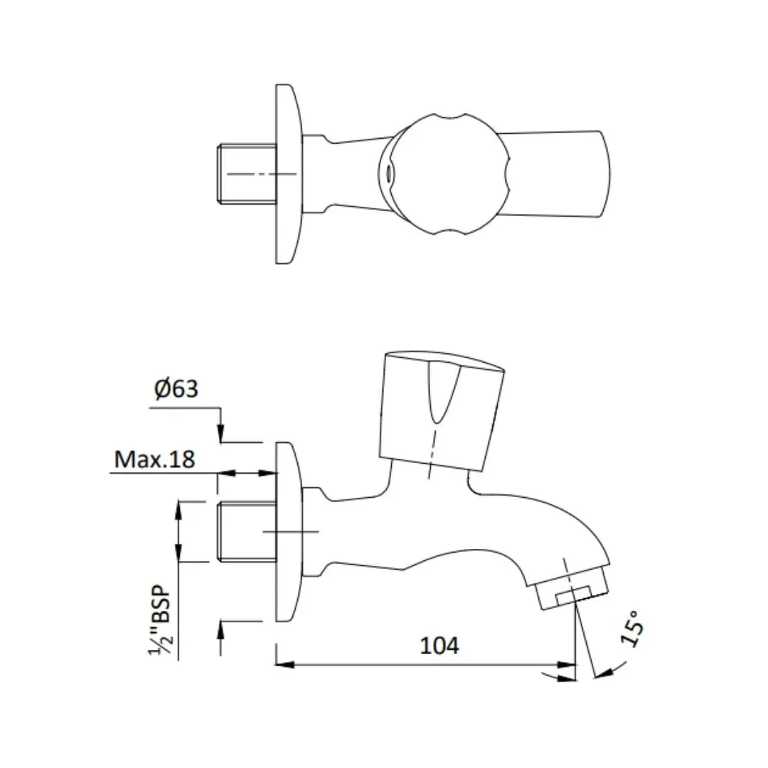 Hindware wc area bib tap contessa neo F730041 Chrome - image 2
