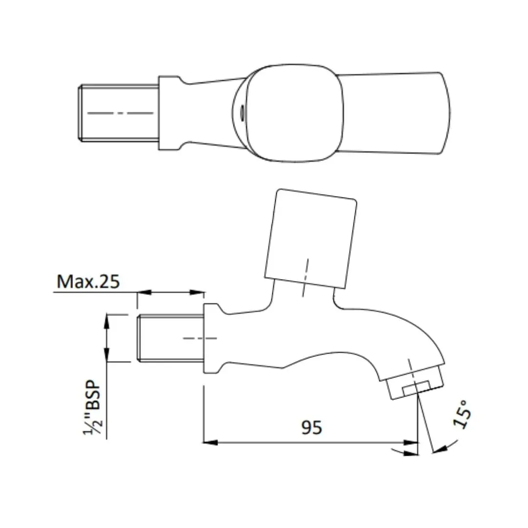 Hindware wc area bib tap dove F740003 Chrome - image 2