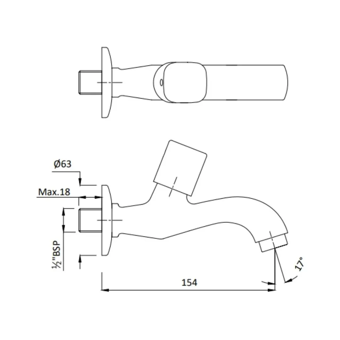Hindware wc area bib tap dove F740011 Chrome - image 2