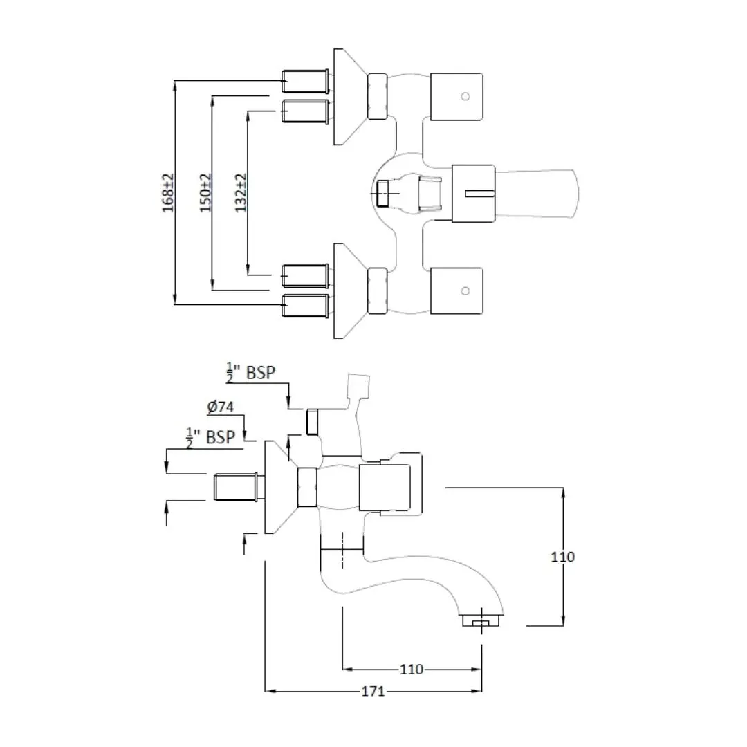 Hindware 2 way wall mixer dove F740018 Chrome - image 2