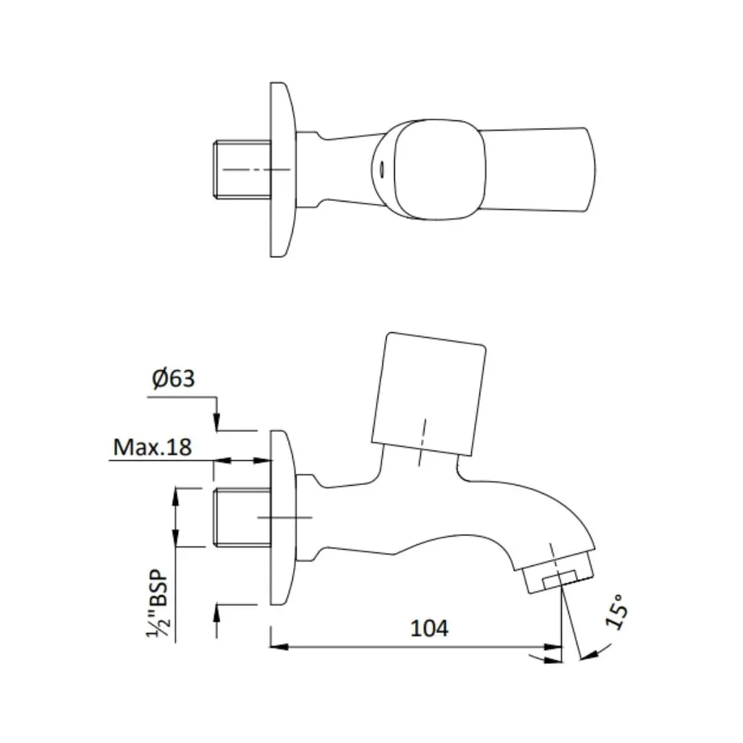 Hindware wc area bib tap dove F740041 Chrome - image 2