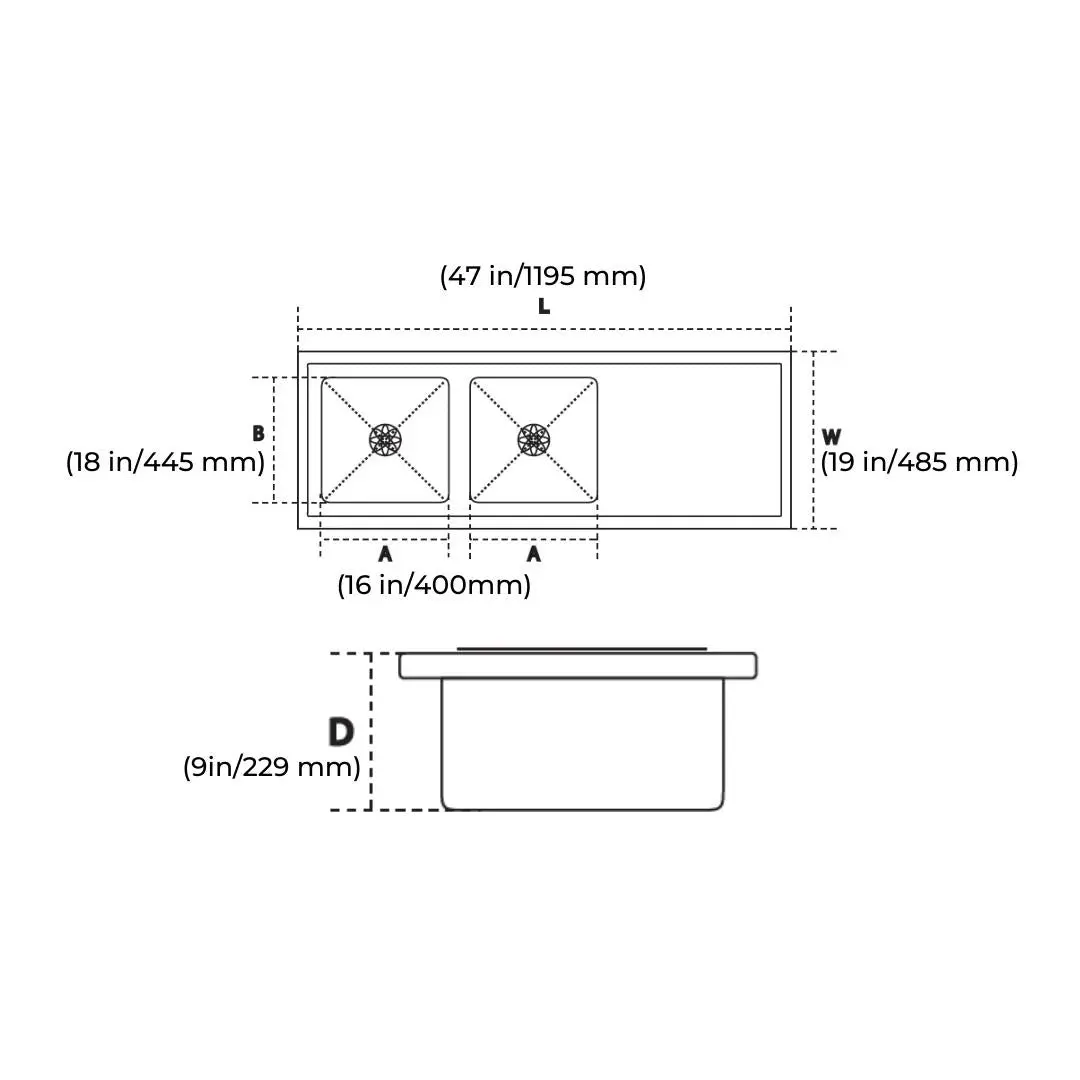 Hindware stainless steel Sink Handmade series double bowl with drain board federico hm 47 x 19 ( 47 x 19 inches ) HINDWARE-STAINLESS-STEEL-SINK-HANDMADE-SERIES-DOUBLE-BOWL-WITH-DRAIN-BOARD-FEDERICO-HM-47-X-19-47-X-19-INCHES-SATIN Satin - image 4