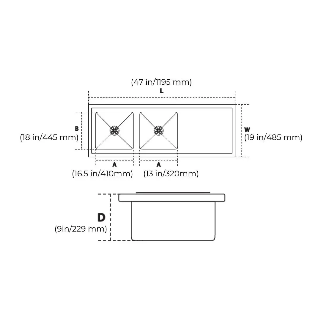 Hindware stainless steel Sink Handmade series double bowl with drain board federico hm bs 47 x 19 ( 47 x 19 inches ) HINDWARE-STAINLESS-STEEL-SINK-HANDMADE-SERIES-DOUBLE-BOWL-WITH-DRAIN-BOARD-FEDERICO-HM-BS-47-X-19-47-X-19-INCHES-SATIN Satin - image 4