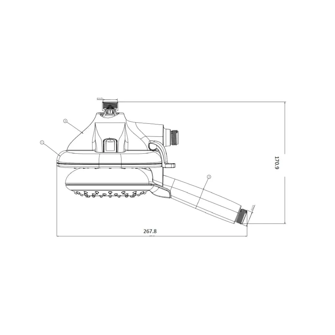 American Standard multi flow overhead shower FFASS055-000500BC0 FFASS055-000500BC0 Chrome - image 4