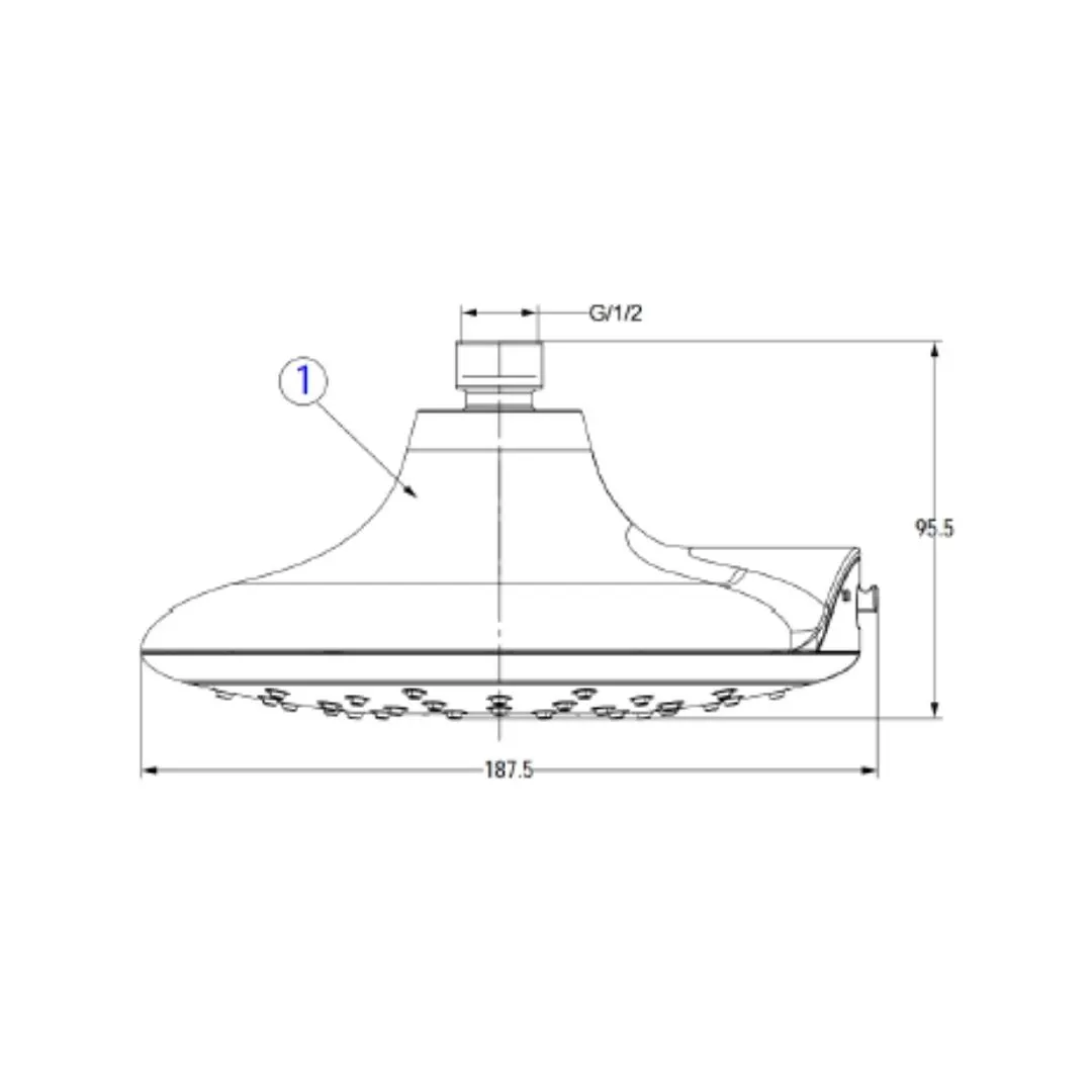 American Standard multi flow overhead shower FFASS057-000500BC0 FFASS057-000500BC0 Chrome - image 2
