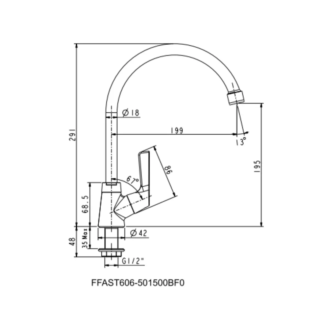 American Standard table mounted regular kitchen sink tap winston lever FFAST606-501500BF0 with swinging spout in chrome finish FFAST606-501500BF0 Standard - image 2