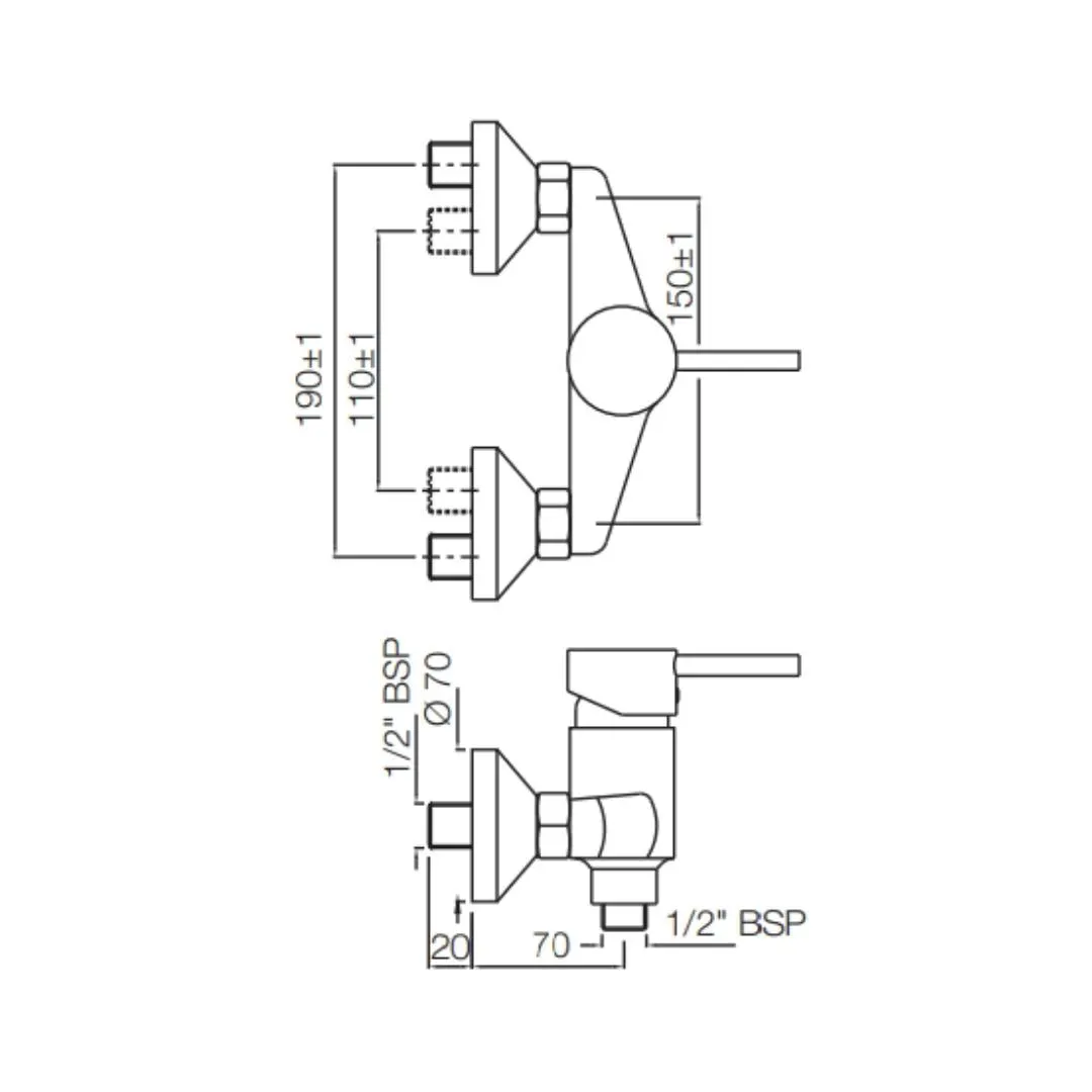 Jaquar 1 way wall mixer Florentine normal flow FLR-CHR-5149 Chrome - image 2
