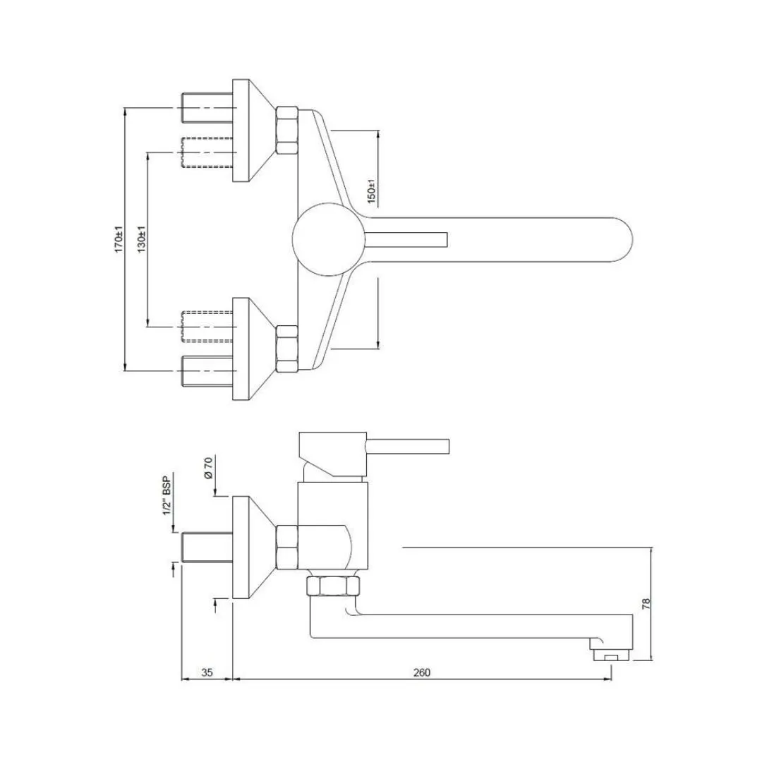 Jaquar wall mounted regular kitchen sink mixer Florentine FLR-5163 with swinging spout in chrome finish FLR-5163 Standard - image 2