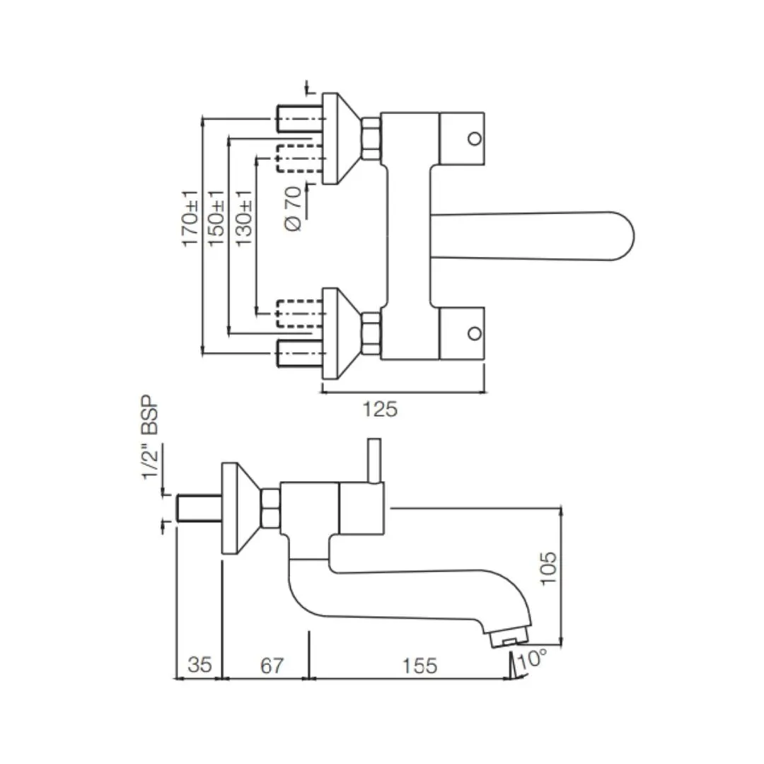 Jaquar 1 way wall mixer Florentine normal flow FLR-CHR-5219N Chrome - image 2