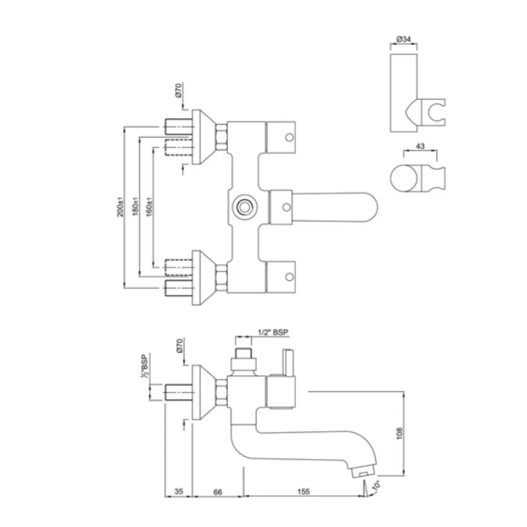 Jaquar 2 way wall mixer Florentine normal flow FLR-CHR-5267N Chrome - image 2