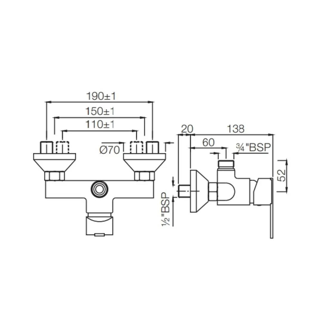 Jaquar 1 way wall mixer Fonte normal flow FON-CHR-40147 Chrome - image 2