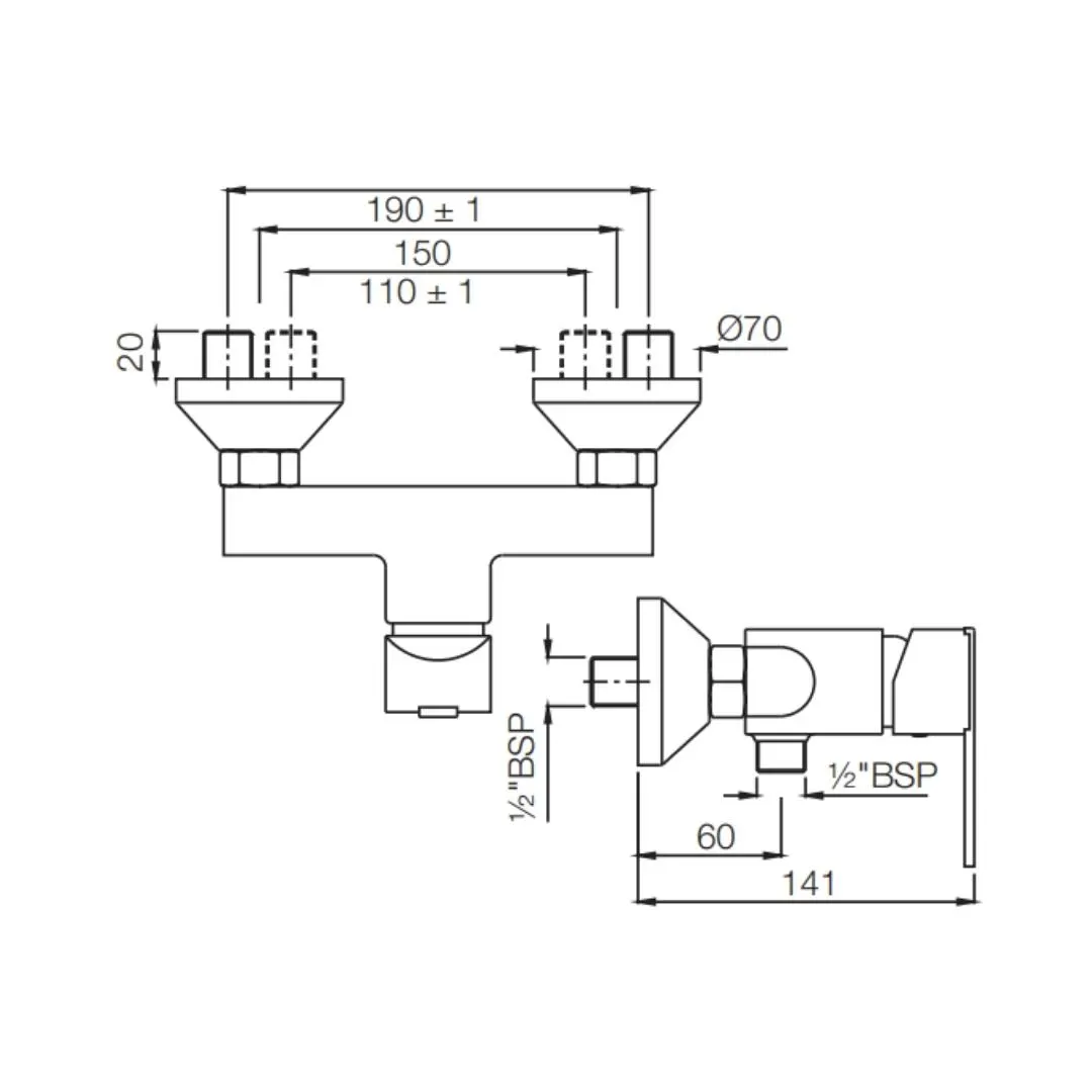 Jaquar 1 way wall mixer Fonte normal flow FON-CHR-40149 Chrome - image 2