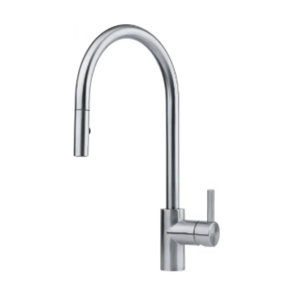 Franke table mounted pull-down kitchen sink mixer eos neo pull down spray with extractable hand shower spout in stainless steel finish PC-FRA-EOSNEOSPR Standard - image 1