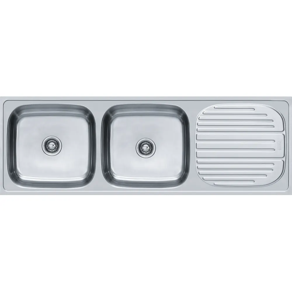 Franke Premium 621 X Omni Stainless Steel Sink, Double Bowl, Drainboard, 59 x 20 in PC-FRA-621OMN-5920-SAT Satin - image 1