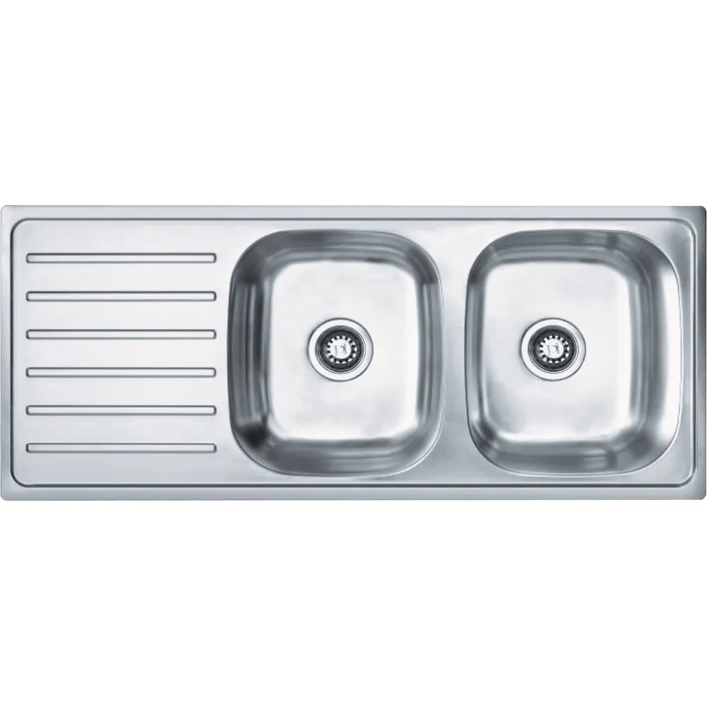 Franke Adrian Trendy 621 Stainless Steel Sink, Double Bowl, Drainboard, 46 x 20 in PC-FRA-621TRE-4620-SAT Satin - image 1