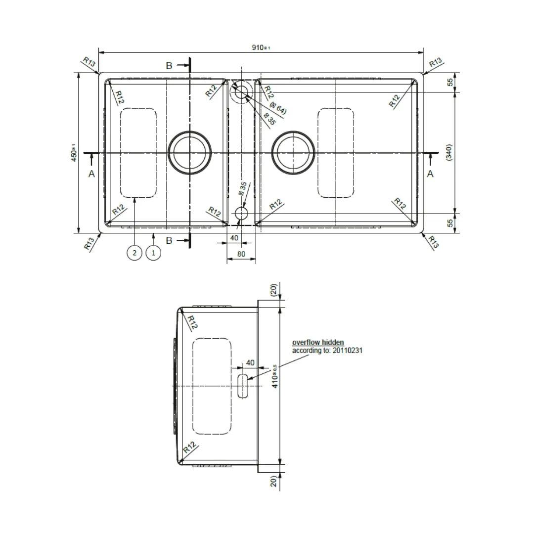 Franke stainless steel sink box deluxe box deluxe bxx 220 120 34 ( 36 x 18 inches ) BXX-220-120-34 Satin - image 3