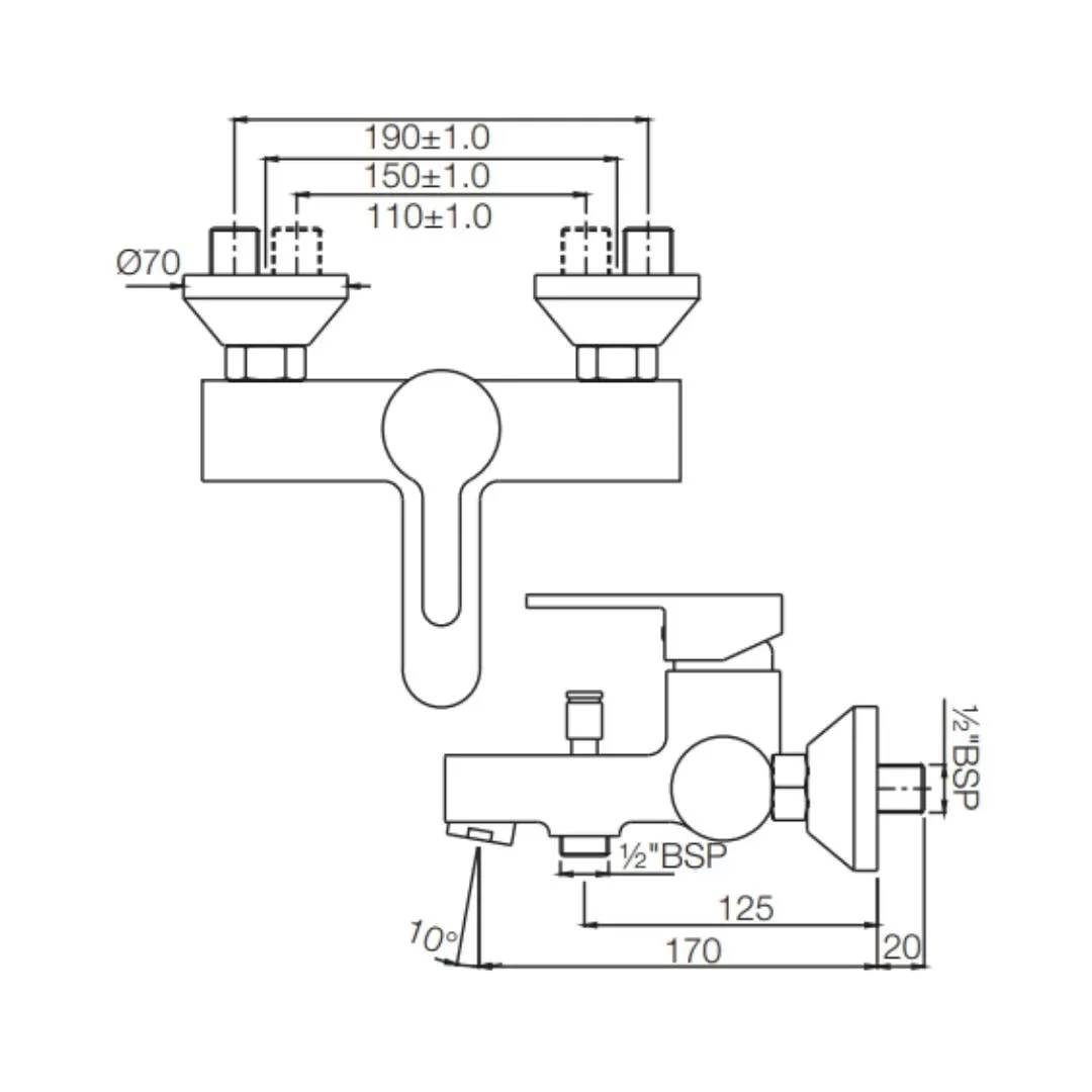 Jaquar 2 way wall mixer Fusion normal flow FUS-CHR-29119 Chrome - image 2