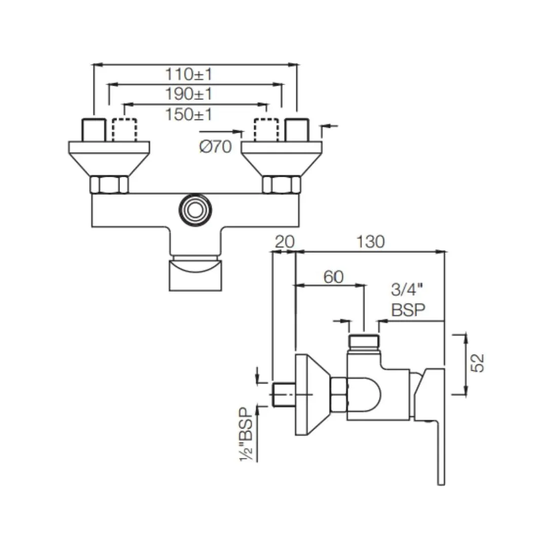 Jaquar 1 way wall mixer Fusion normal flow FUS-CHR-29147 Chrome - image 2