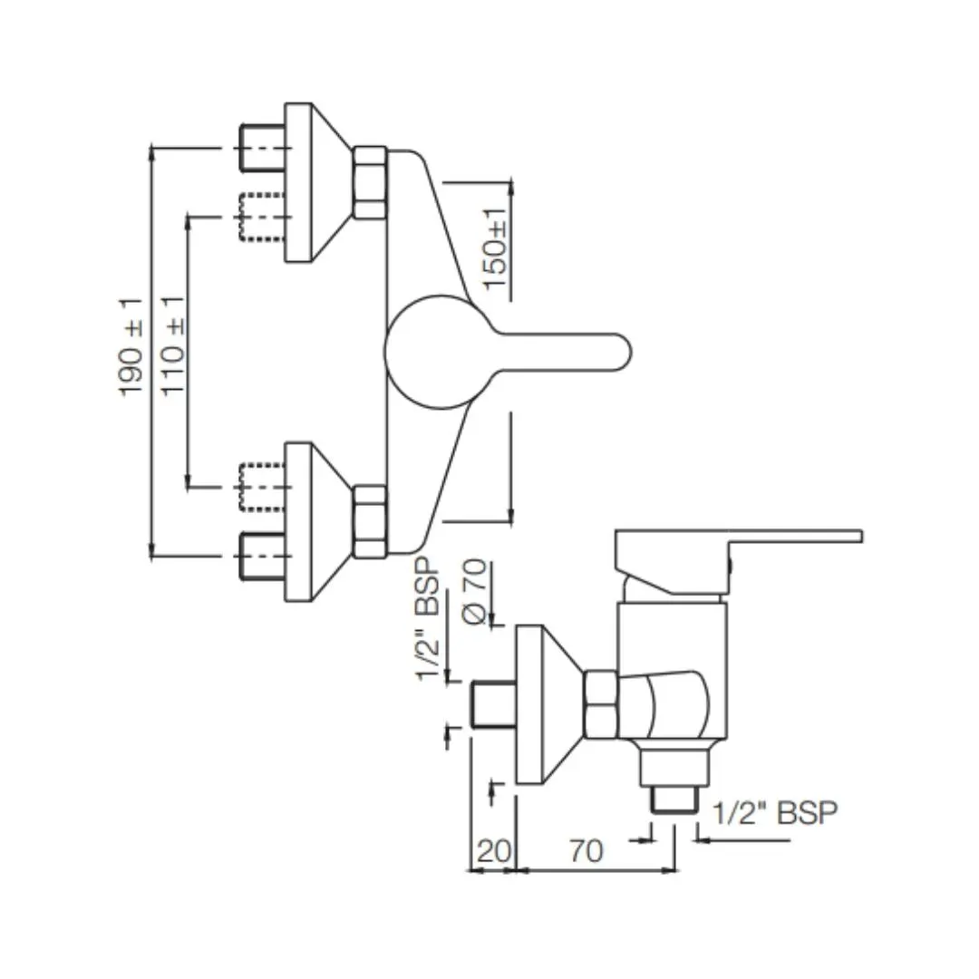 Jaquar 1 way wall mixer Fusion normal flow FUS-CHR-29149 Chrome - image 2