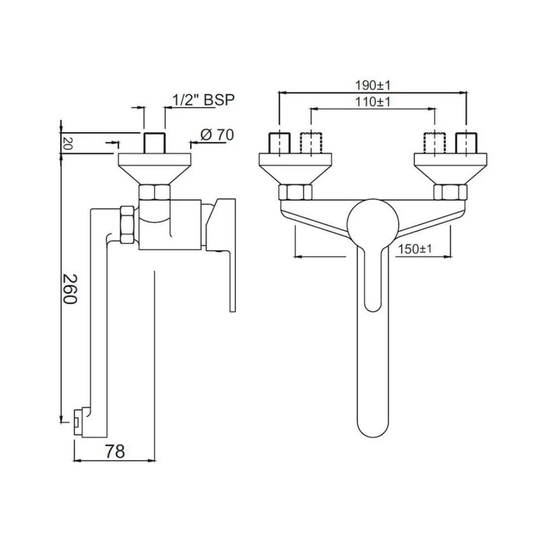 Jaquar wall mounted regular kitchen sink mixer Fusion FUS-29163 with swinging spout in chrome finish FUS-29163 Standard - image 2