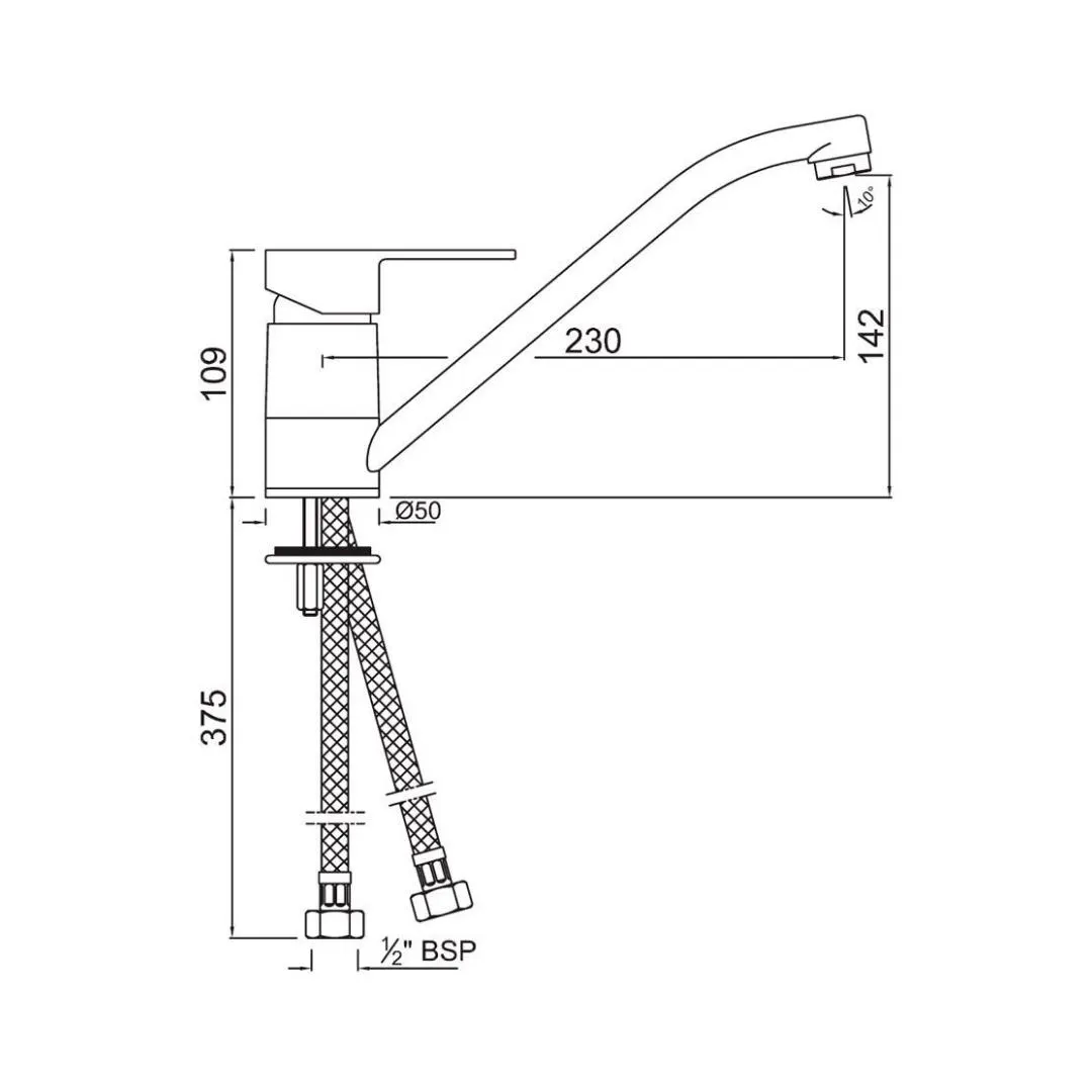 Jaquar table mounted regular kitchen sink mixer Fusion FUS-29173B with swinging spout in chrome finish FUS-29173B Standard - image 2