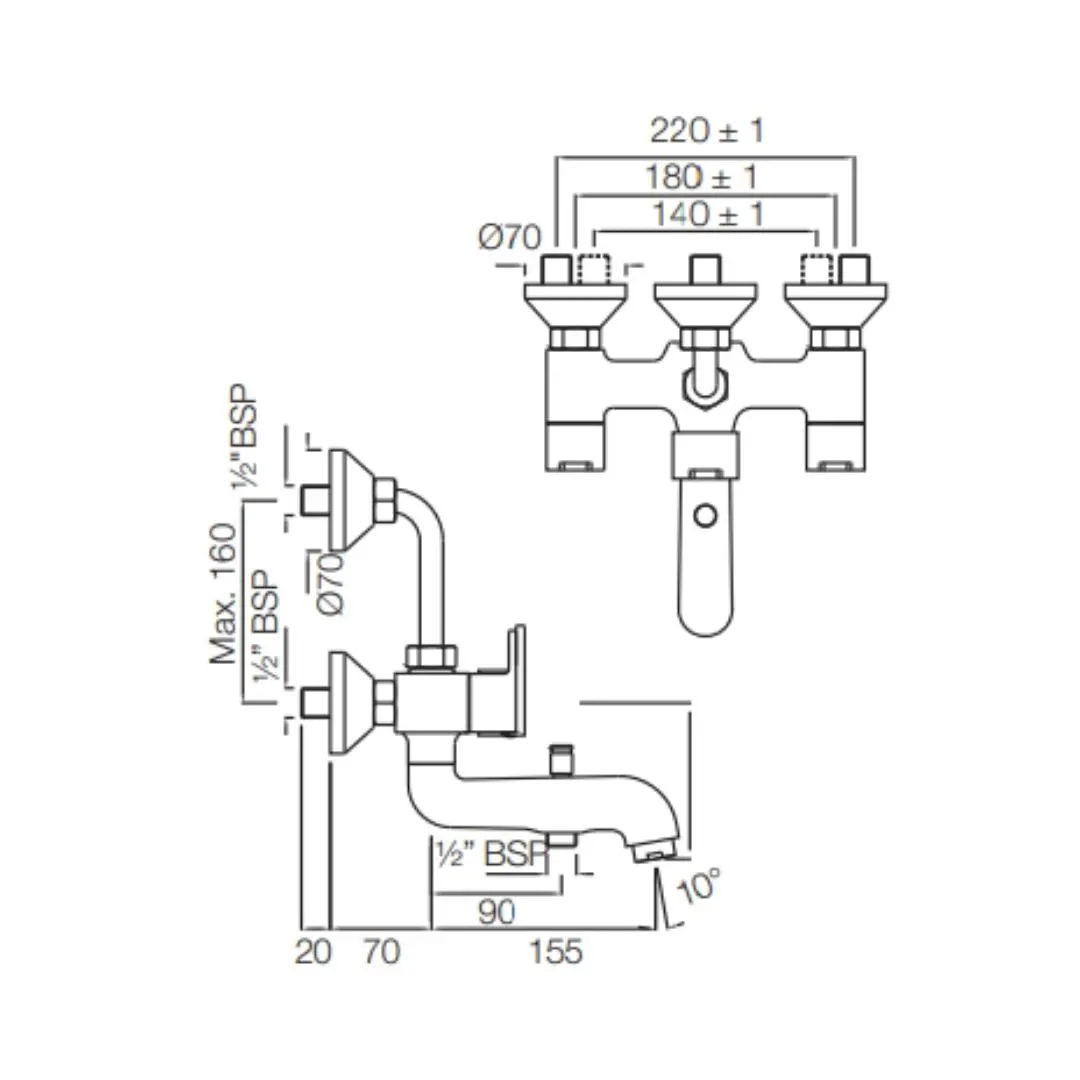 Jaquar 3 way wall mixer Fusion normal flow FUS-CHR-29281 Chrome - image 2
