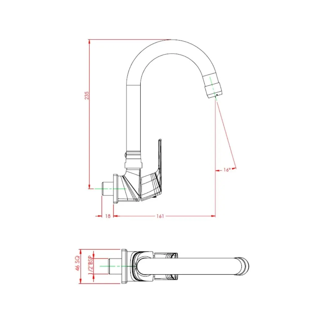 Parryware wall mounted regular kitchen sink tap euclid G2321A1 with swinging spout in chrome finish G2321A1 Standard - image 3
