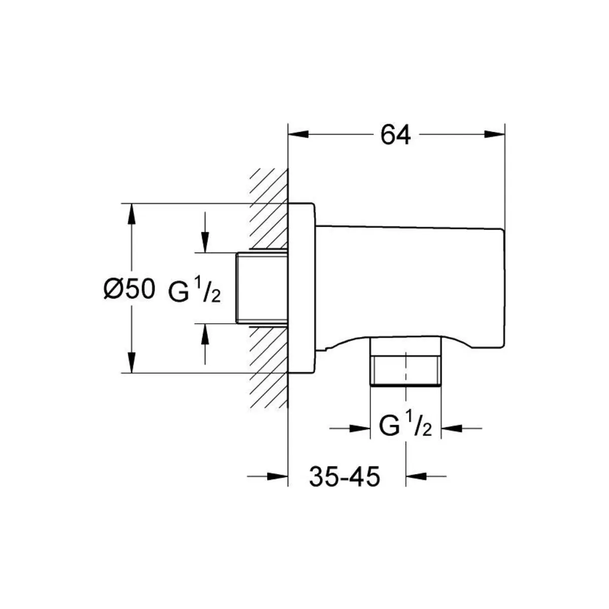 Grohe shower fitting wall outlet 27057A00 27057A00 Hard Graphite - image 4
