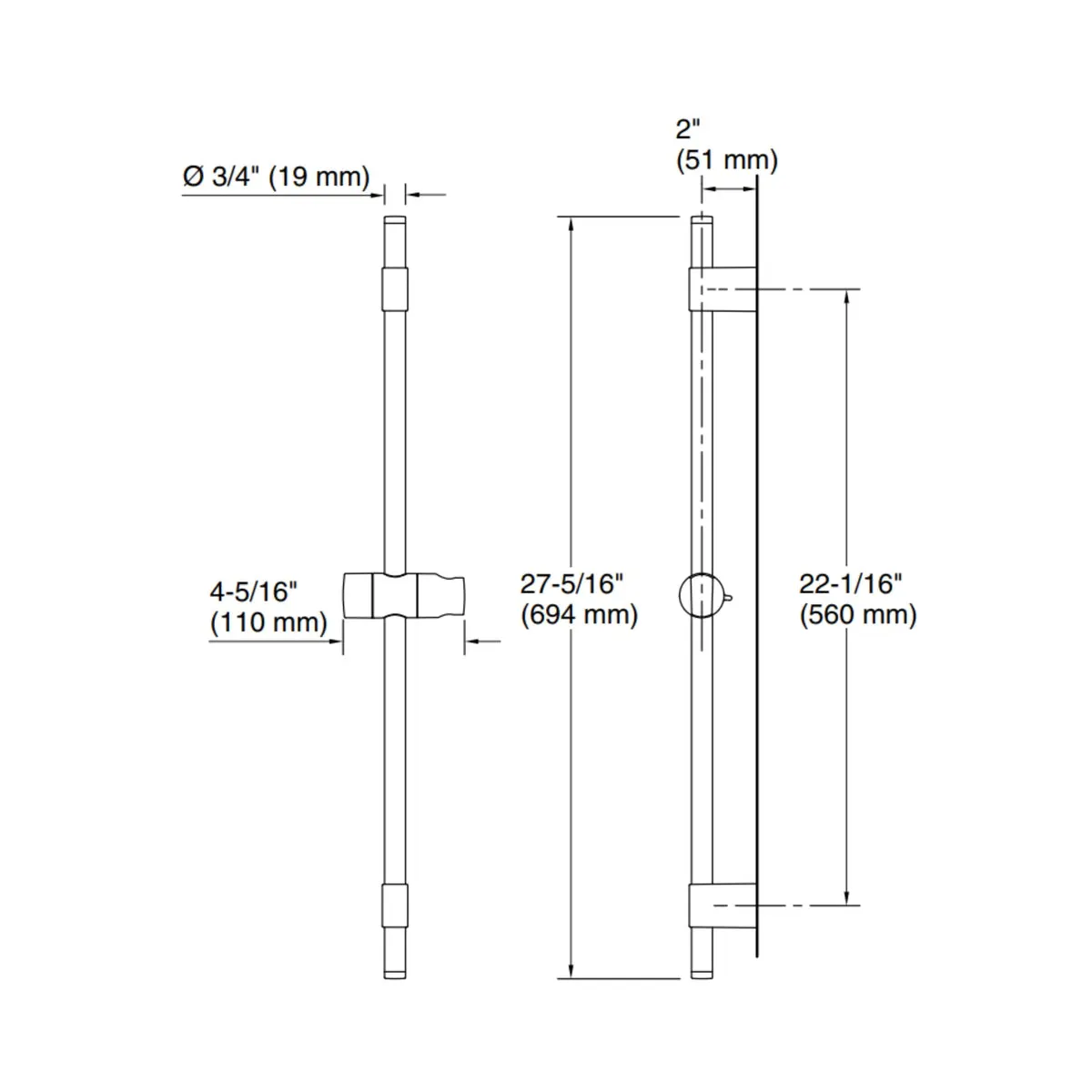 Kohler shower fitting sliding rail 25350IN-BL 25350IN-BL Black Matt - image 2