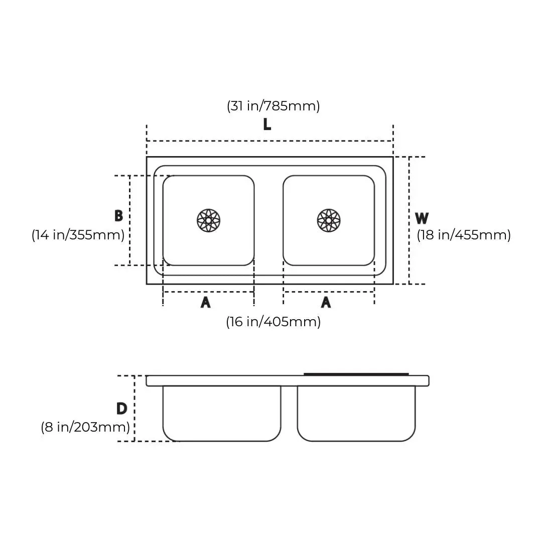 Hindware stainless steel Sink Undermount series double bowl imperio um 31 x 18 x 8 ( 31 x 18 inches ) HINDWARE-STAINLESS-STEEL-SINK-UNDERMOUNT-SERIES-DOUBLE-BOWL-IMPERIO-UM-31-X-18-X-8-31-X-18-INCHES-MATT Matt - image 4