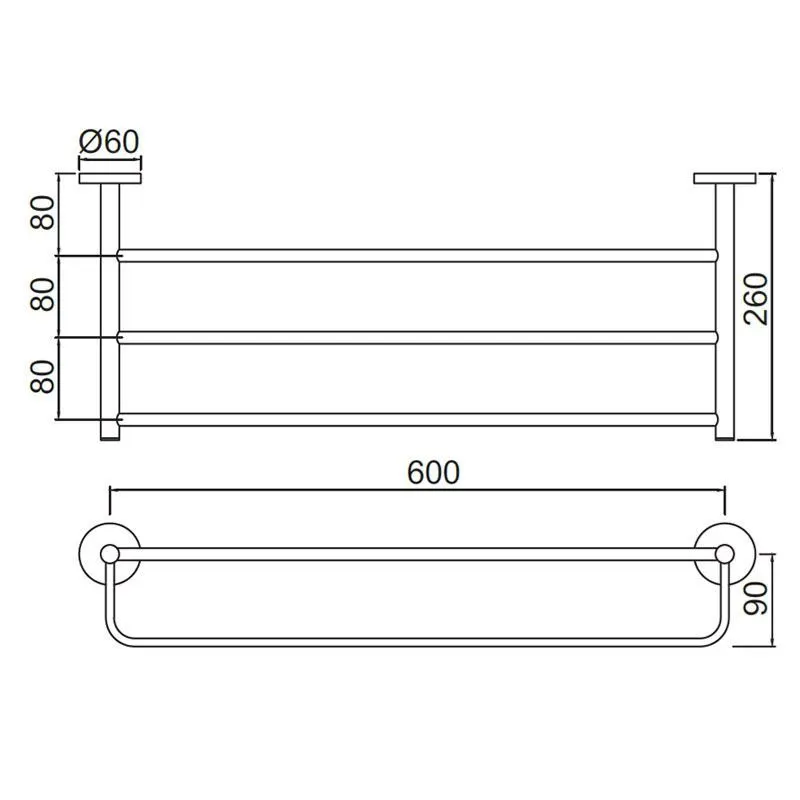Jaquar Towel Rack 600mm Long with Lower Hangers Continental series ACN-CHR-1181S Chrome - image 2