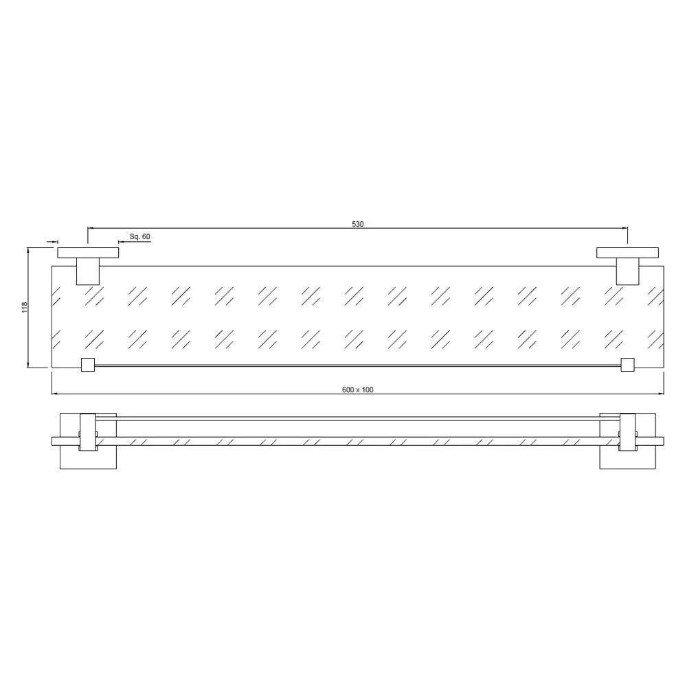 Jaquar Glass Shelf 600mm Long Kubix Prime Bathroom Accessories series AKP-BLM-35771P Black Matt - image 2